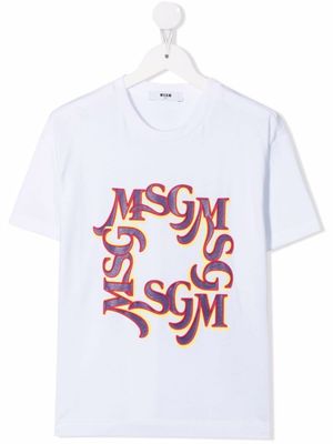 MSGM Kids t-shirt à logo imprimé - Blanc