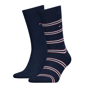 Tommy Hifiger Sokken Stripe 2-pack Navy/Rouge-39/42