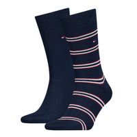 Tommy Hifiger Sokken Stripe 2-pack Navy/Rouge-39/42 - thumbnail