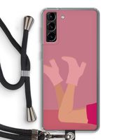 Pink boots: Samsung Galaxy S21 Plus Transparant Hoesje met koord