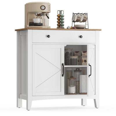 Keukenkast met lades deuren en verstelbare plank, Wolkenwit + Honingbruin