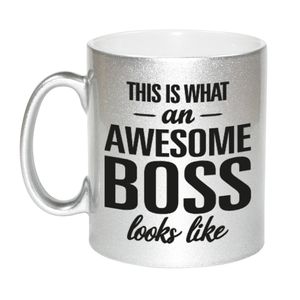 Awesome boss zilveren cadeau mok / beker voor baas 330 ml