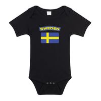 Sweden romper met vlag Zweden zwart voor babys - thumbnail