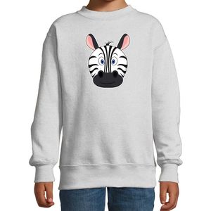 Cartoon zebra trui grijs voor jongens en meisjes - Cartoon dieren sweater kinderen 14-15 jaar (170/176)  -
