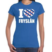 I love Fryslan t-shirt - blauw - voor dames - Friesland thema - korte mouwen