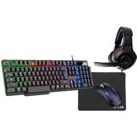 COMBO GAMING 4in1 - THE G-LAB - COMBO-ZWAVEL/FR - Gaming toetsenbord en muis met achtergrondverlichting + Gaming headset + Muismat