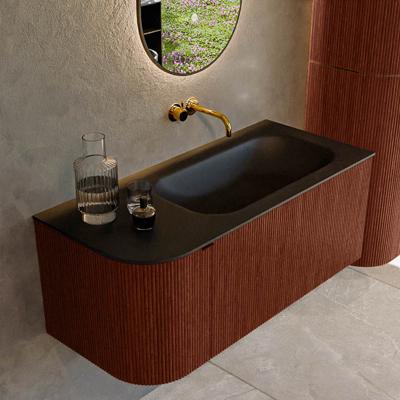 Badmeubel Mondiaz Kurve | 105 cm cm | Meubelkleur Ruby | Wastafelkleur Urban | Solid surface | Wasbak rechter zijde spoelbak | Zonder kraangat(en)