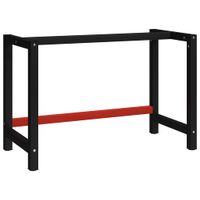 Werkbankframe 120x57x79 cm metaal zwart en rood