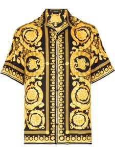 Versace chemise en soie à imprimé Barocco - Jaune