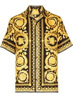 Versace chemise en soie à imprimé Barocco - Jaune