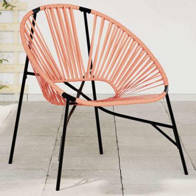 Tuinstoel Egg poly rattan zwart en oranje