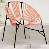 Tuinstoel Egg poly rattan zwart en oranje