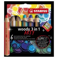 Stabilo woody arty kleurpotloden - 6 kleuren + puntenslijper