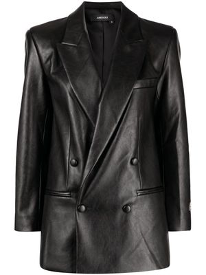 ANOUKI blazer en cuir artificiel à boutonnière croisée - Noir