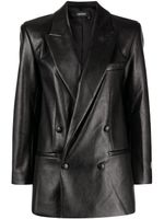 ANOUKI blazer en cuir artificiel à boutonnière croisée - Noir