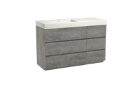 Storke Edge staand badmeubel 130 x 52 cm beton donkergrijs met Mata High asymmetrisch linkse wastafel in solid surface mat wit