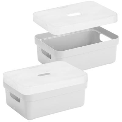 Sunware Opbergbox met transparante deksel - 4x stuks - wit - 9 liter - kunststof - 35x25x12