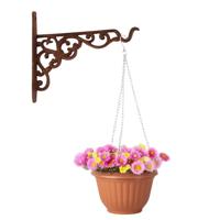 Hangpot + Muurhaak Rimini - terracotta - D25 cm - kunststof - metaal - tuinaccessoires