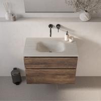 BRAUER Dune Medium wastafel 80 cm met 1 wasbak en 0 kraangaten Sintered Stone Ivory Travertin