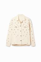 Denim truckerjack madeliefjes - WHITE - XS