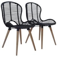 Eetkamerstoelen 2 st natuurlijk rattan zwart