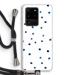 Blauwe stippen: Samsung Galaxy S20 Ultra Transparant Hoesje met koord