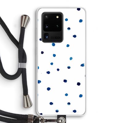 Blauwe stippen: Samsung Galaxy S20 Ultra Transparant Hoesje met koord
