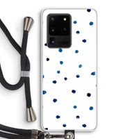 Blauwe stippen: Samsung Galaxy S20 Ultra Transparant Hoesje met koord