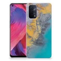 OPPO A74 5G | A54 5G TPU Siliconen Hoesje Marble Blue Gold - thumbnail