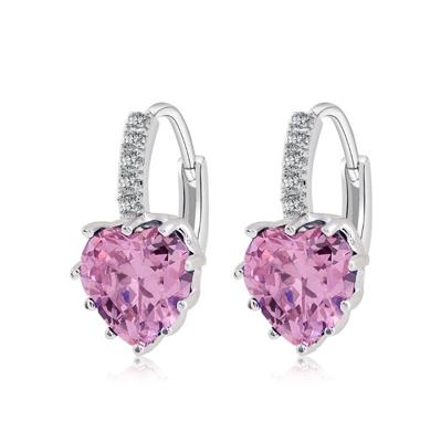 Schattig hart echte 925 Sterling Zilver Zirkonia stenen oorbellen