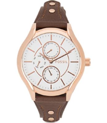 Horlogeband Fossil BQ3065 Onderliggend Leder Bruin 18mm