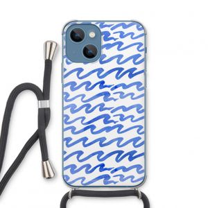 Blauwe golven: iPhone 13 mini Transparant Hoesje met koord