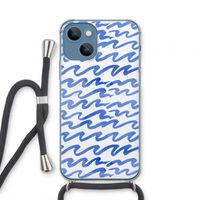 Blauwe golven: iPhone 13 mini Transparant Hoesje met koord Blauwe golven: iPhone 13 mini Transparant Hoesje met koord