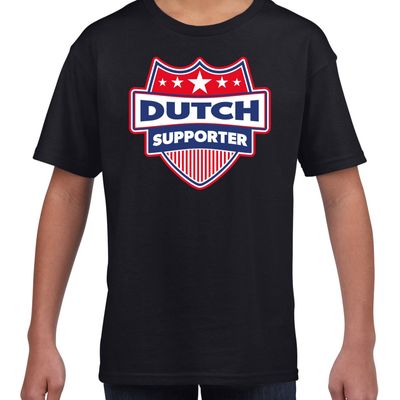 Nederland / Dutch schild supporter t-shirt zwart voor kinder
