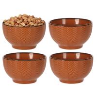 Serveer/chips schaaltje Fishbone - 4x - terra - 14 x 8 cm - keramiek - kommetjes - 680 ml