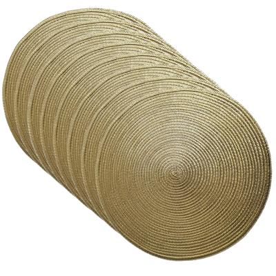 Placemat - Set van 8x stuks - metallic goud - dia 38 cm - rond - onderlegger - kerstdiner/diner plac