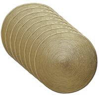 Placemat - Set van 8x stuks - metallic goud - dia 38 cm - rond - onderlegger - kerstdiner/diner plac