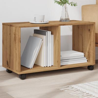 Rolkast 72x33x42,5 cm bewerkt hout artisanaal eikenkleurig