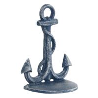Deurstopper Anker - blauw - gietijzer - 13 x 8 x 18 cm - maritiem