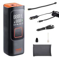 VEVOR draagbare luchtcompressor 19 cilinder mini-bandenpomp 3 stuks 7800mAh 3.7V oplaadbare elektrische compressor fietspomp 160 PSI luchtpomp met manometer voor auto fiets motorfiets ballen