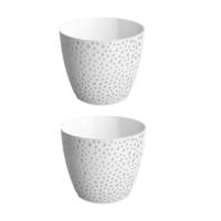 Bloempot BUBBLE rond 17 cm Wit set van 2 stuks