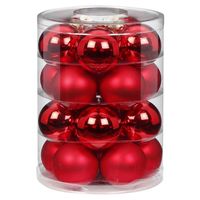 20x stuks glazen kerstballen rood mix 6 cm glans en mat - thumbnail