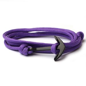 Anker armband Paars polyester koord
