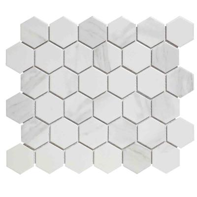 The Mosaic Factory Barcelona Mozaiek Tegel Hexagon - Carrara Wit Porselein Print 281x325 mm