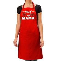 Keukenschort Chef mama - rood - voor dames - Moederdag - bbq schort