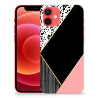 iPhone 12 Mini | TPU Hoesje | Zwart Roze Vormen iPhone 12 Mini | TPU Hoesje | Zwart Roze Vormen