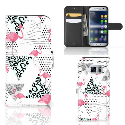 Samsung Galaxy S7 | Telefoonhoesje | Met pasjeshouder | Flamingo Triangle