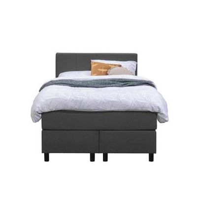 Boxspring Liv geblokt - antraciet - 120x200 cm - ronde poot - Leen Bakker