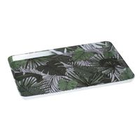 Dienblad/serveerblad rechthoekig Jungle 45 x 30 cm wit/groen - Dienbladen - thumbnail