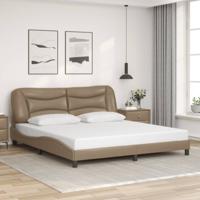Bedframe met hoofdbord kunstleer cappuccinokleurig 180x200 cm
